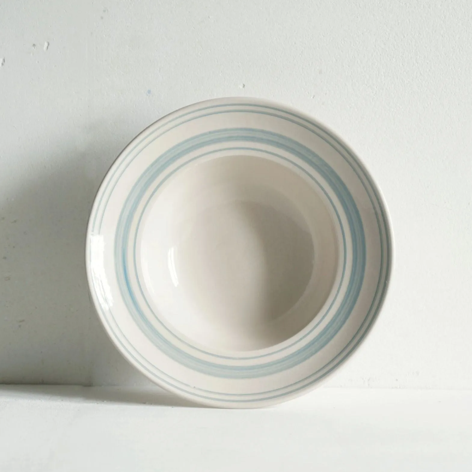 Set of Deep Bowls Duck Egg Linen Stripe- Classical Stoneware