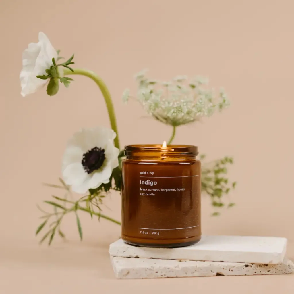 The Gold   Ivy Soy Candle - Indigo
