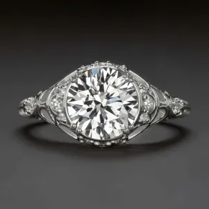 VINTAGE STYLE DIAMOND ENGAGEMENT RING 1.85ct CERTIFIED H VS2 ROUND CUT FILIGREE