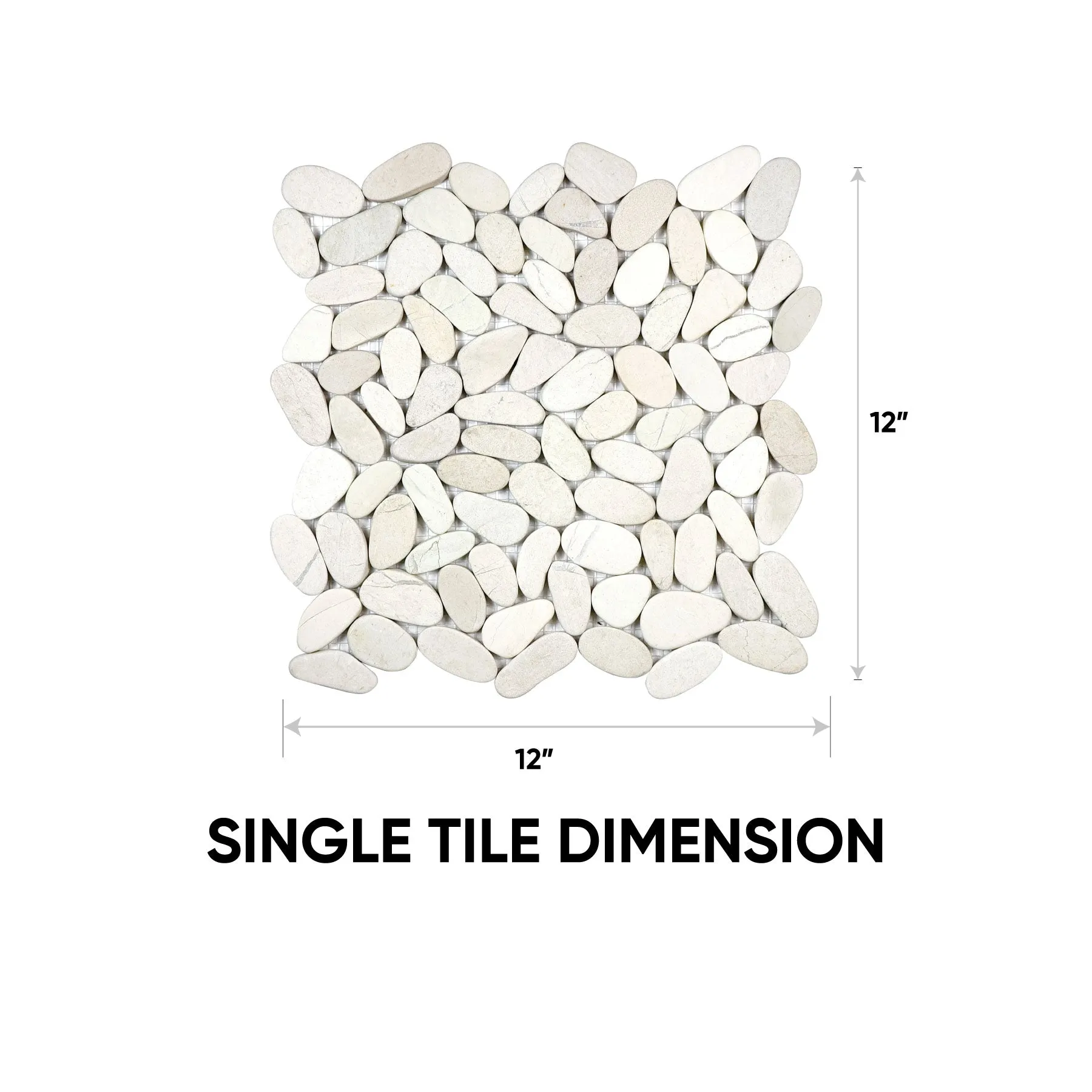Zen Serenity Ivory Flat Pebble Stone Polished Mosaic